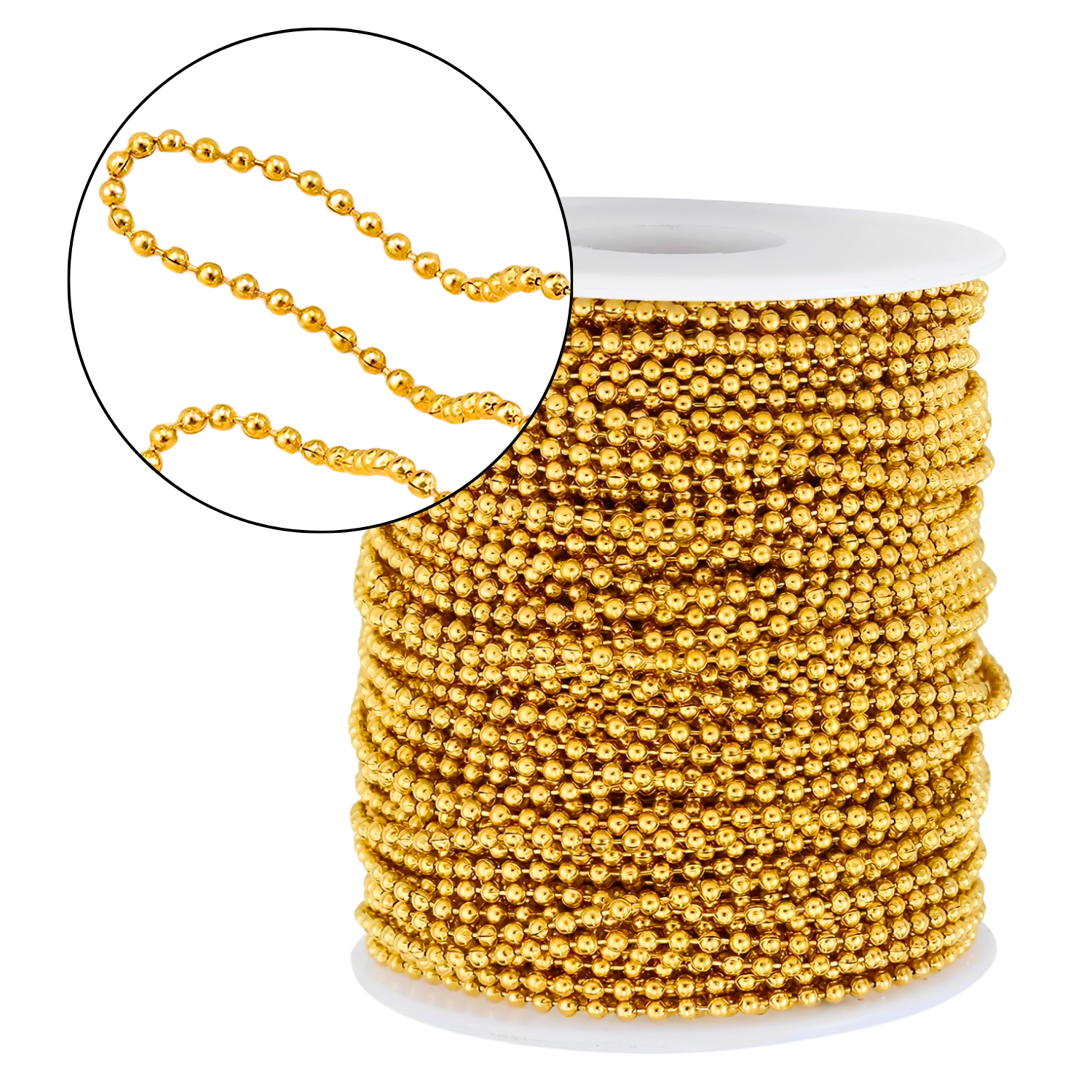 Cadena De Bola 6 mm Acero Latón Brillante 50 m