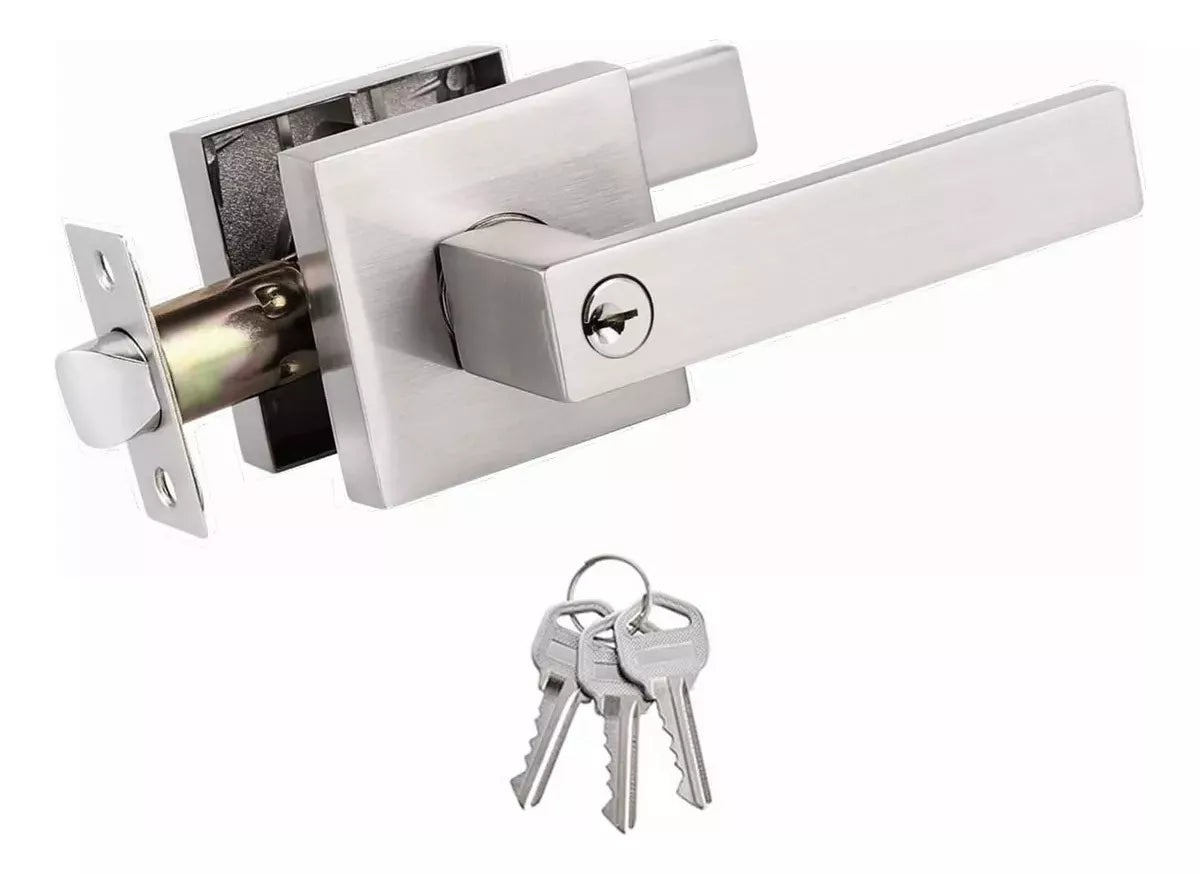 Cerradura Manija Cuadrada Puerta Recámara Níquel Satinado 65902 Dexter