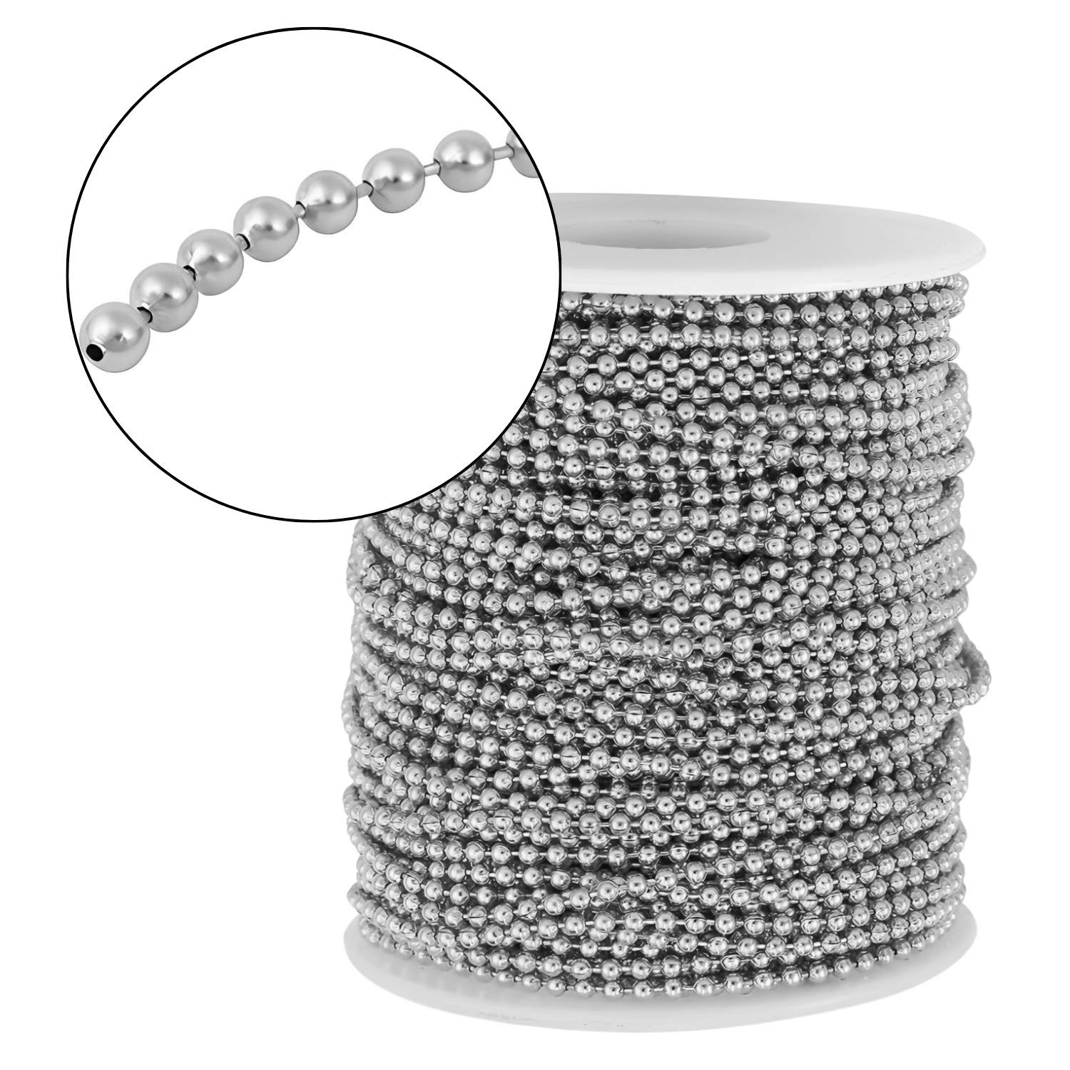 Cadena De Bola Acero Níquel Satinado 100 m