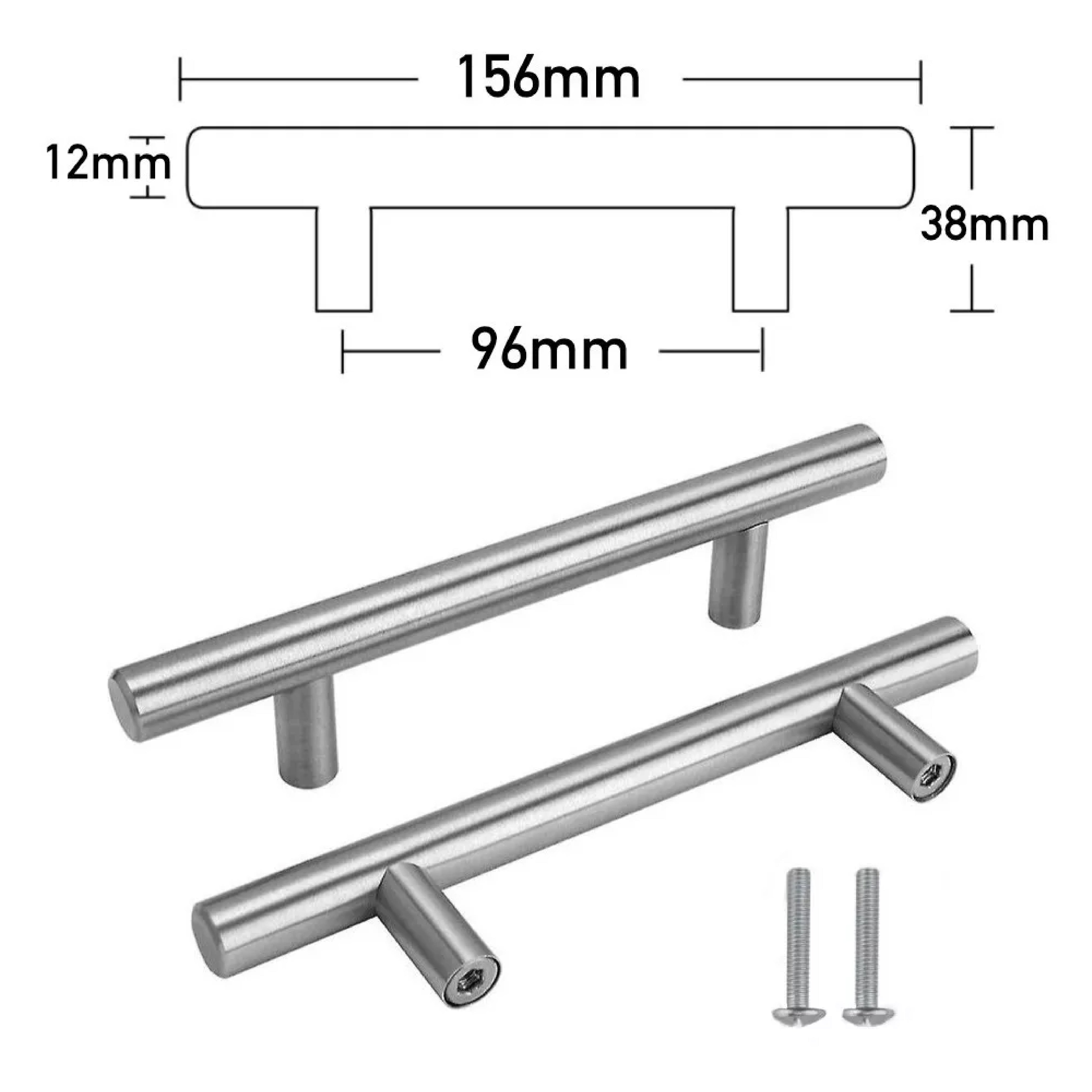 Jaladera Manija De Barra Hueca 12.4 cm Acero Inoxidable Con Tornillo