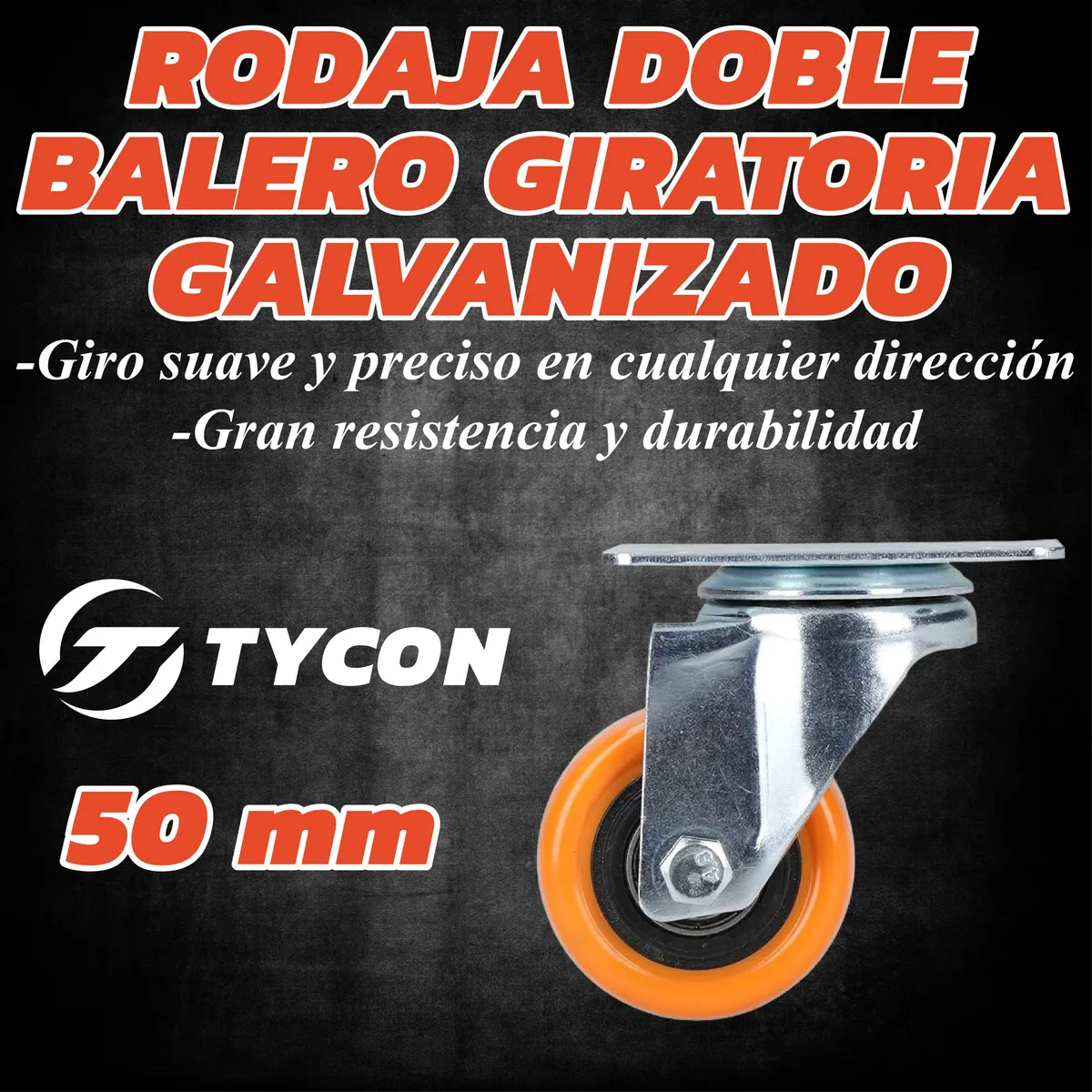 Rodaja Giratoria Rueda 50 mm Galvanizada Doble Balero