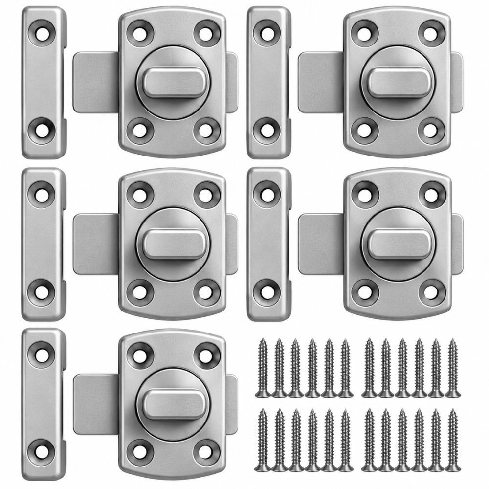 Pasador Cerrojo Giratorio De Seguridad Bidireccional 180° Níquel Con Tornillos