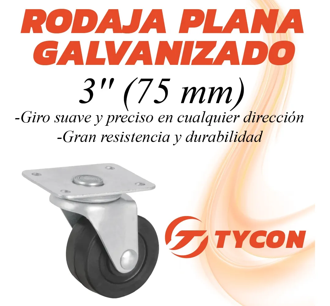 Rodaja Rueda Giratoria Hule 75 mm Con Balero y Placa 1 Pieza