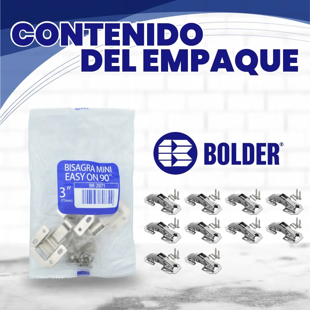 Bisagra Bidimensional Oculta Mini de Sobreponer 90° Ferrari  Easy On 10 Piezas