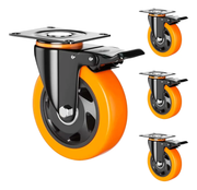 Rodaja Giratoria Rueda 100 mm Doble Balero Con Freno Tycon Naranja