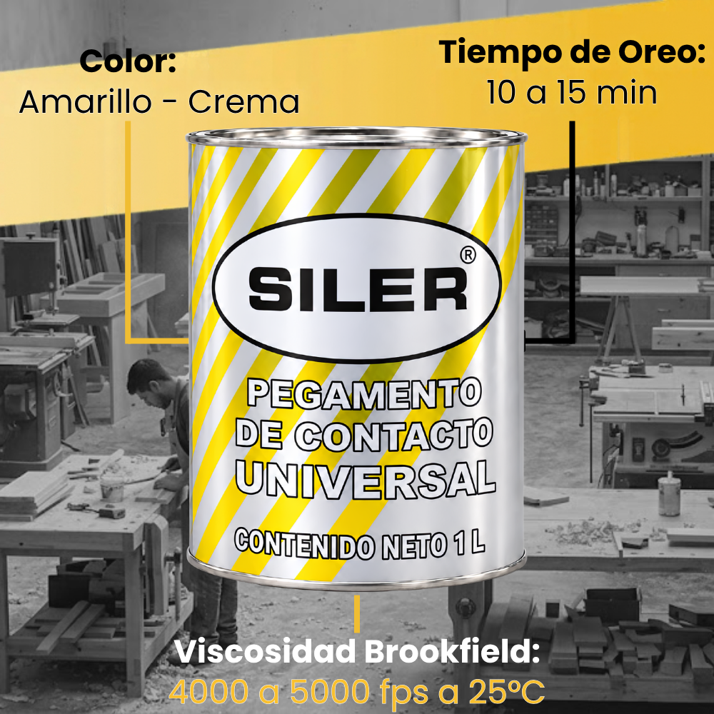 Pegamento Universal De Contacto Siler Amarillo 1 Litro