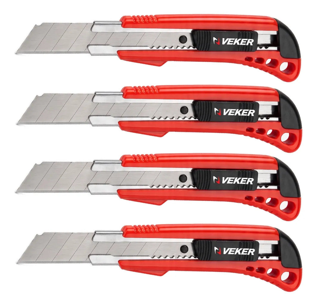 4pzs Cutter Profesional 18mm 6pulg Reforzado Uso Rudo Veker 12195