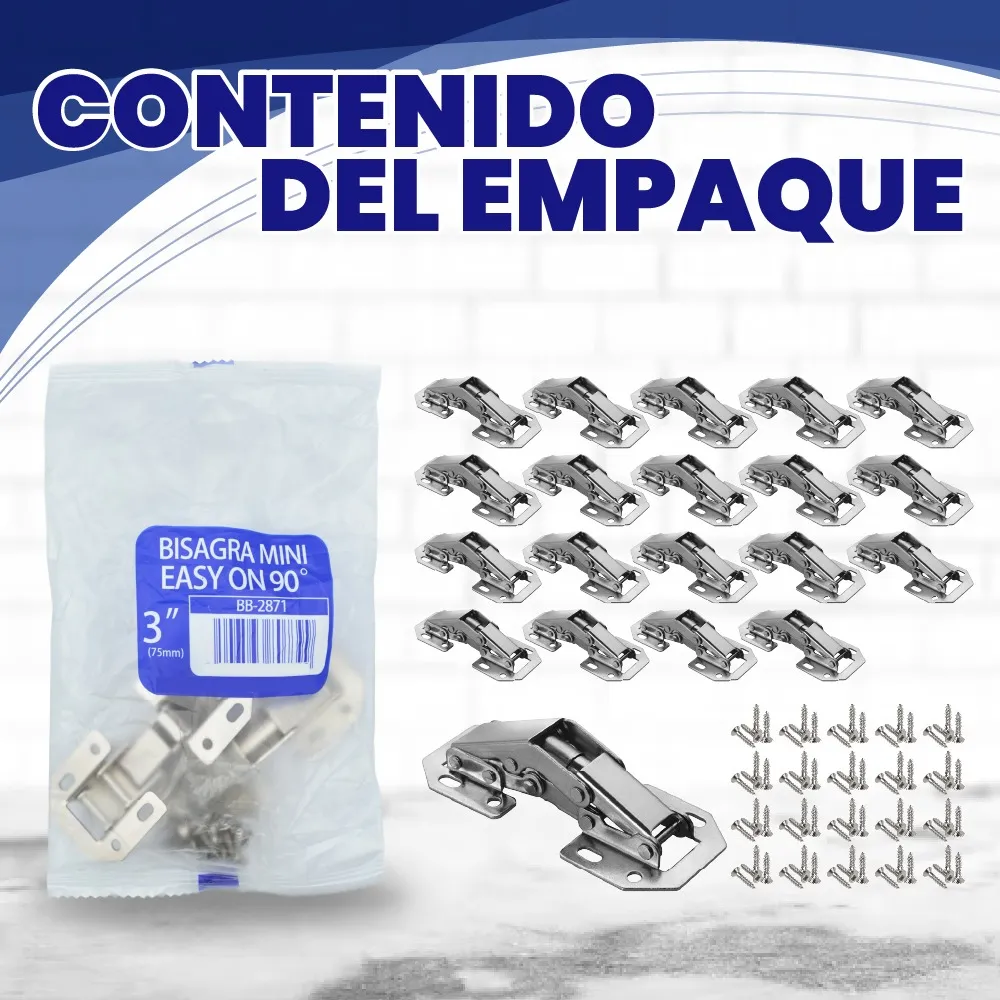 Bisagra Bidimensional Oculta Mini de Sobreponer 90° Ferrari  Easy On 20 Piezas