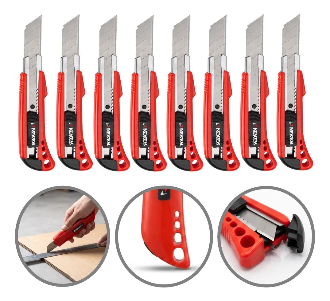 8pzs Cutter Profesional 18mm 6pulg Reforzado Uso Rudo Veker 12195