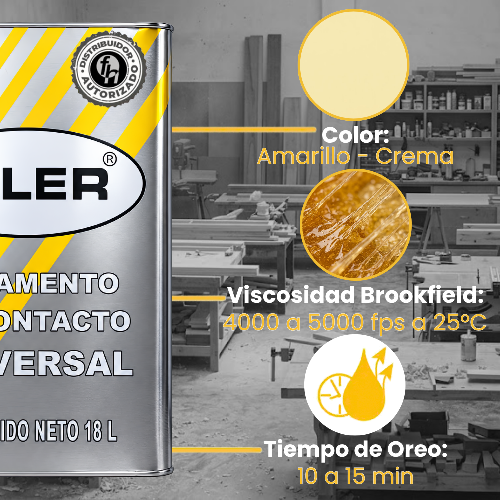Pegamento Universal De Contacto Siler Amarillo 18 Litros