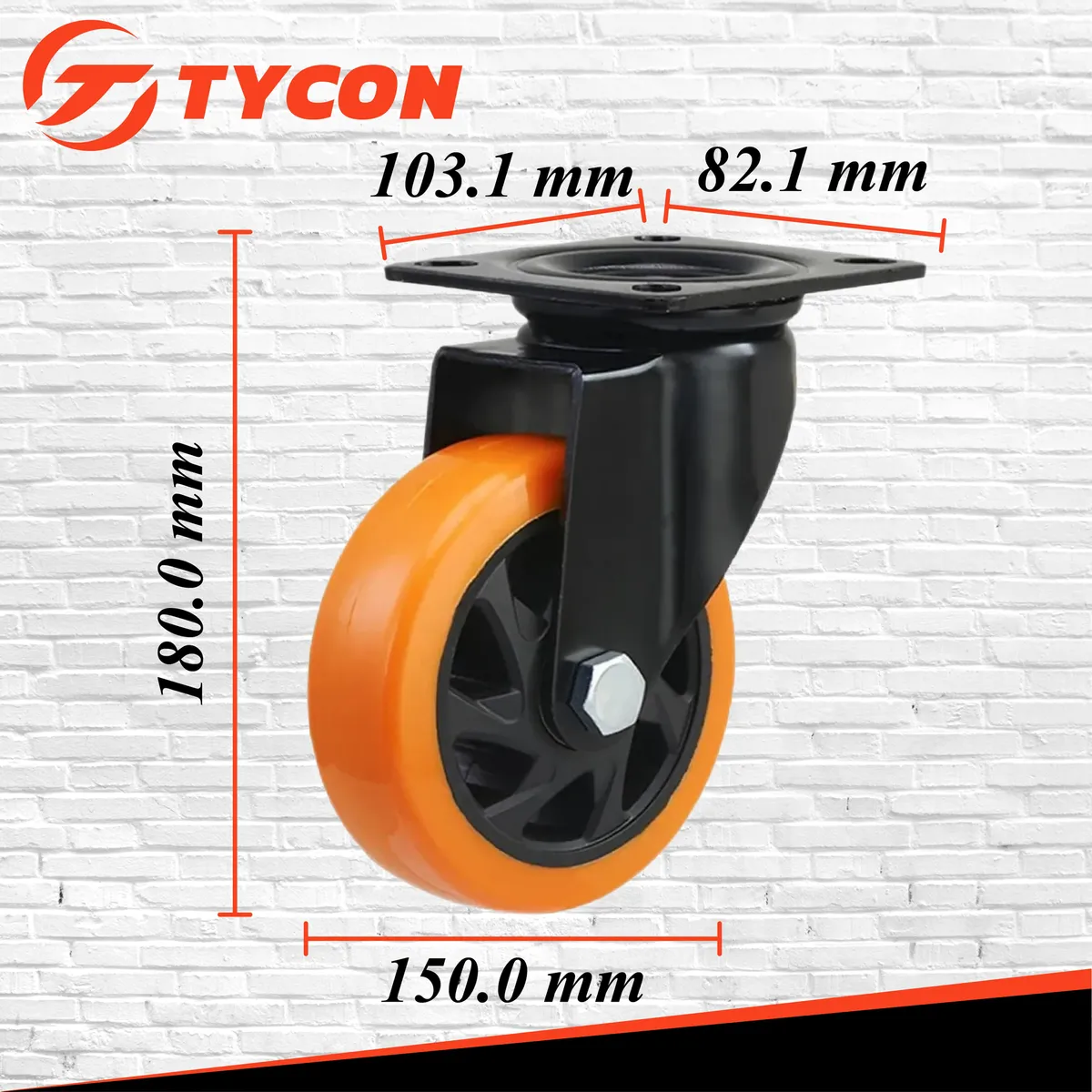 Rodaja Giratoria Rueda 150 mm Doble Balero Tycon Naranja