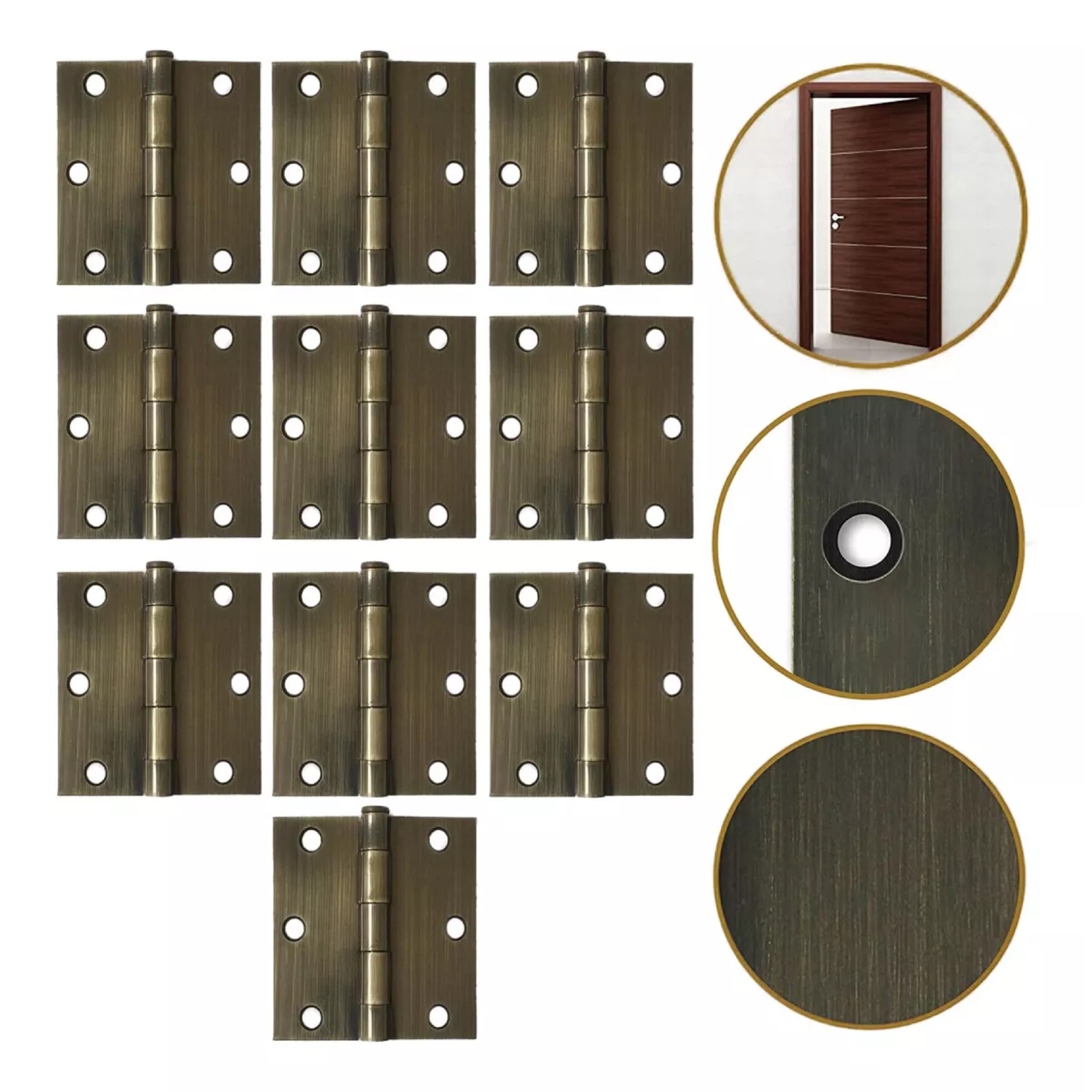 Bisagras 3x3 Pulgadas Para Puertas de Madera Latón Antiguo Con Tornillos