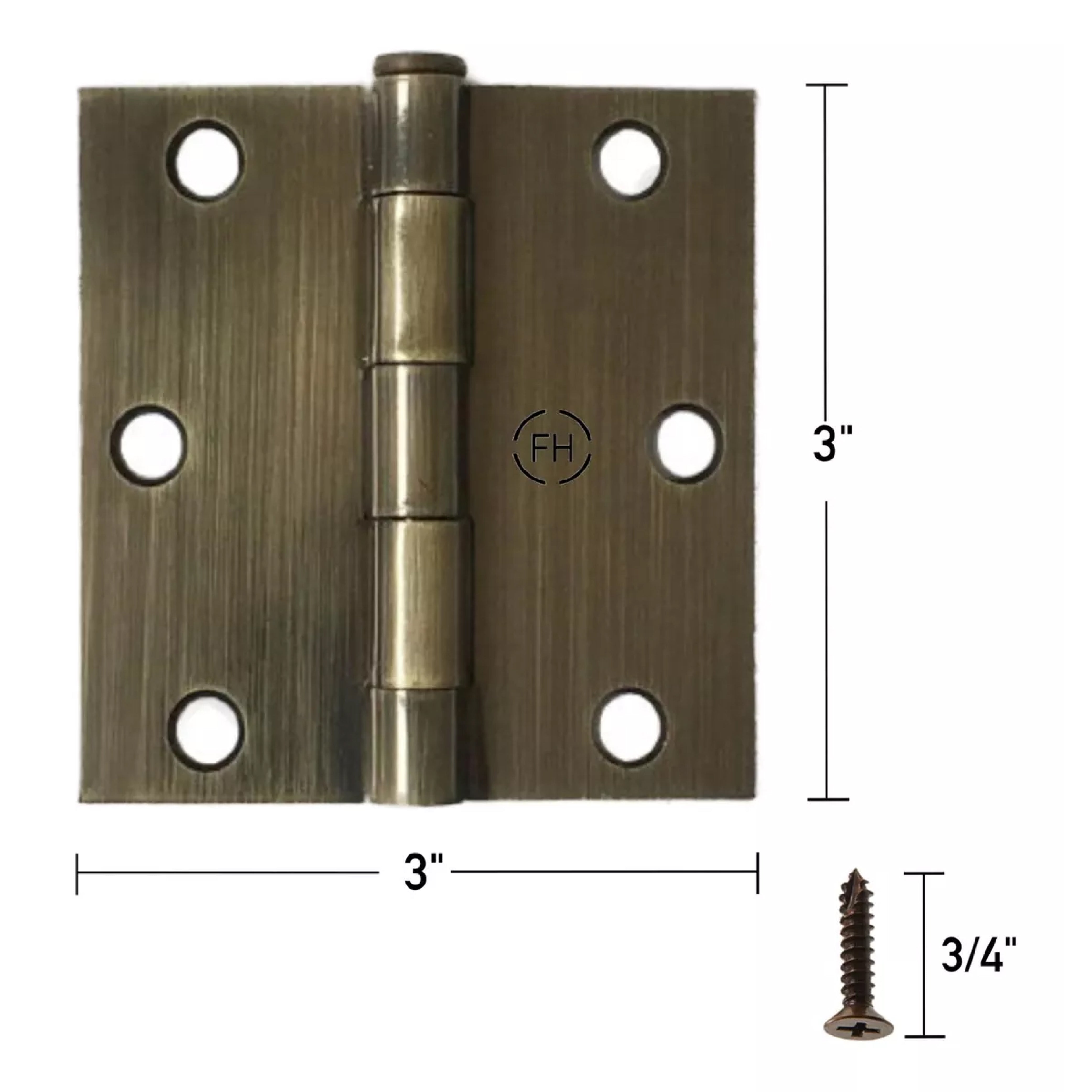 Bisagras 3x3 Pulgadas Para Puertas de Madera Latón Antiguo Con Tornillos