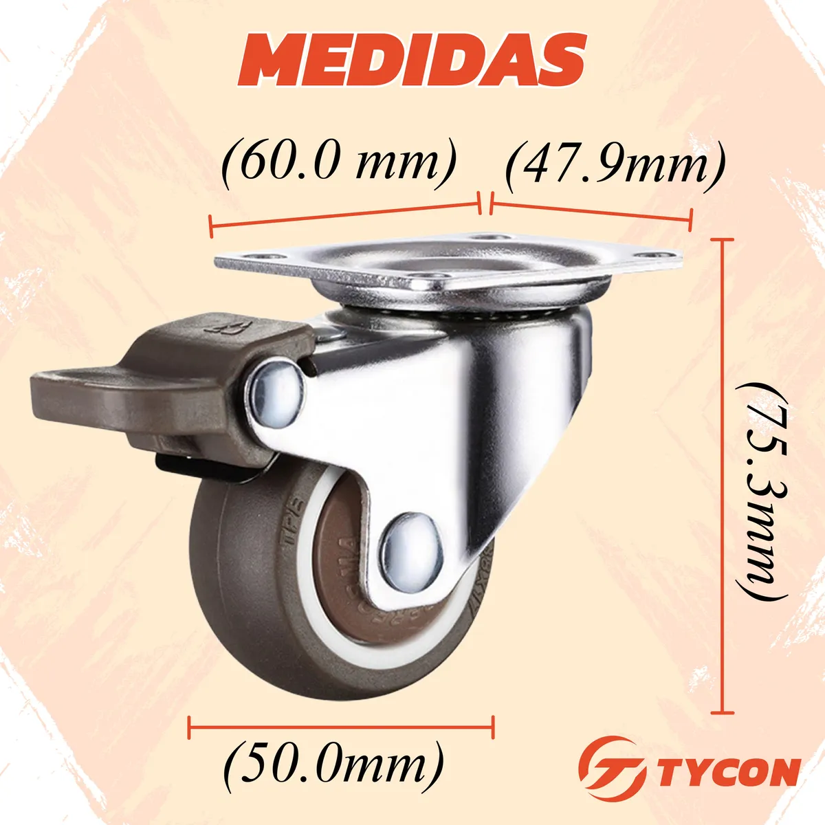 Rodaja Giratoria Café 50 mm Con Placa Y Freno