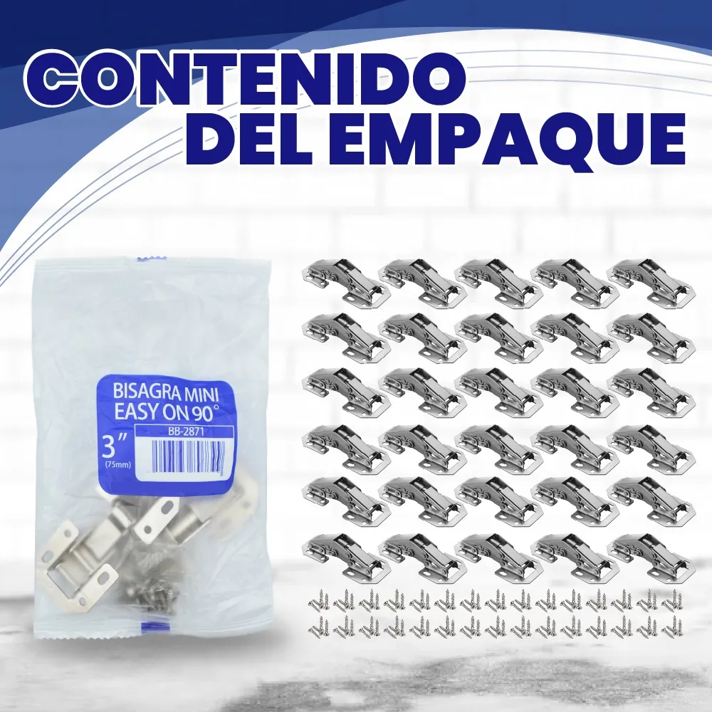 Bisagra Bidimensional Oculta Mini de Sobreponer 90° Ferrari  Easy On 30 Piezas