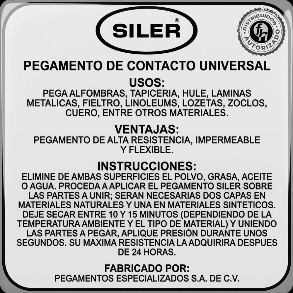Pegamento Universal De Contacto Siler Amarillo 4 Litros