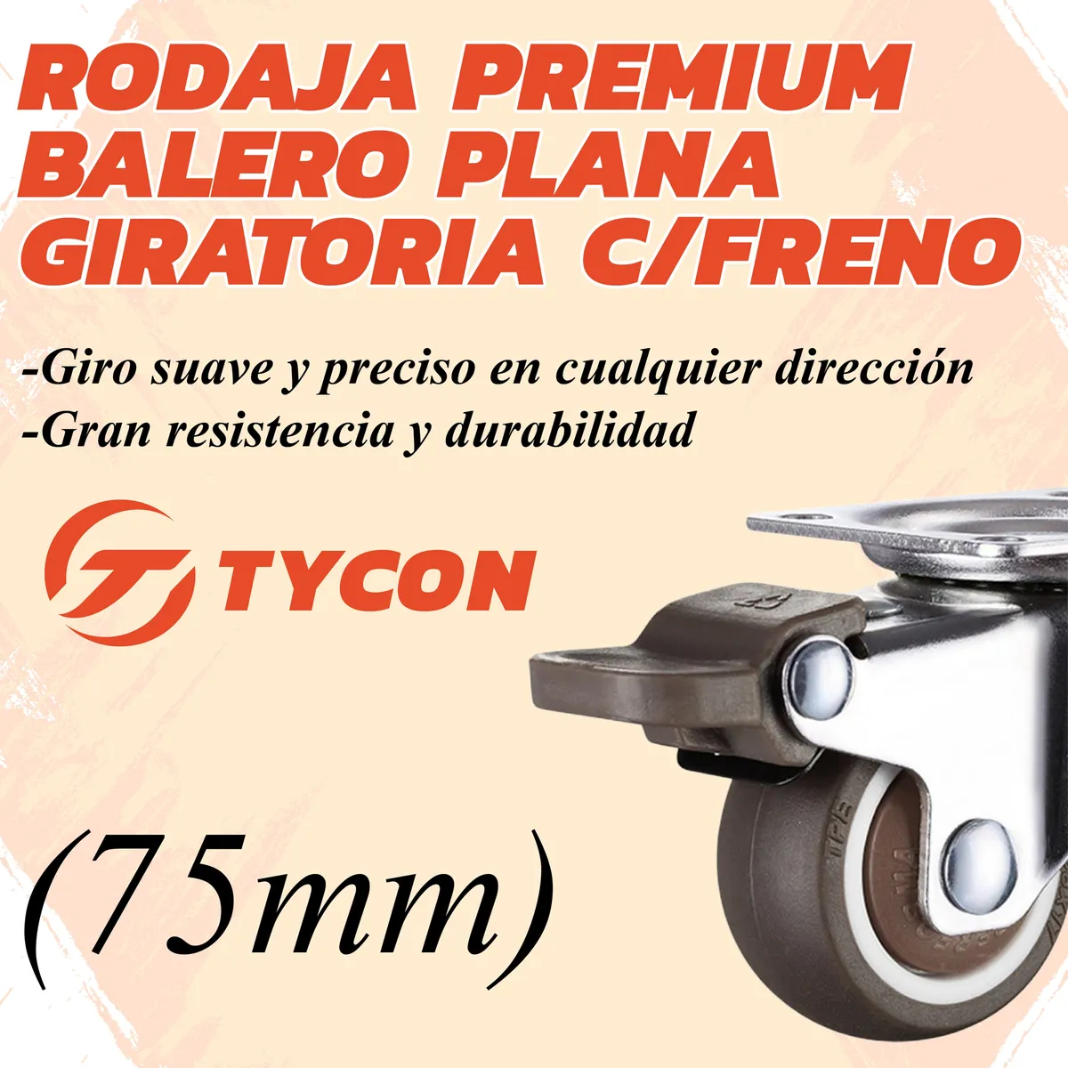 Rodaja Giratoria Café 75 mm Con Placa Y Freno