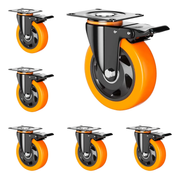 Rodaja Giratoria Rueda 125 mm Doble Balero Con Freno Tycon Naranja