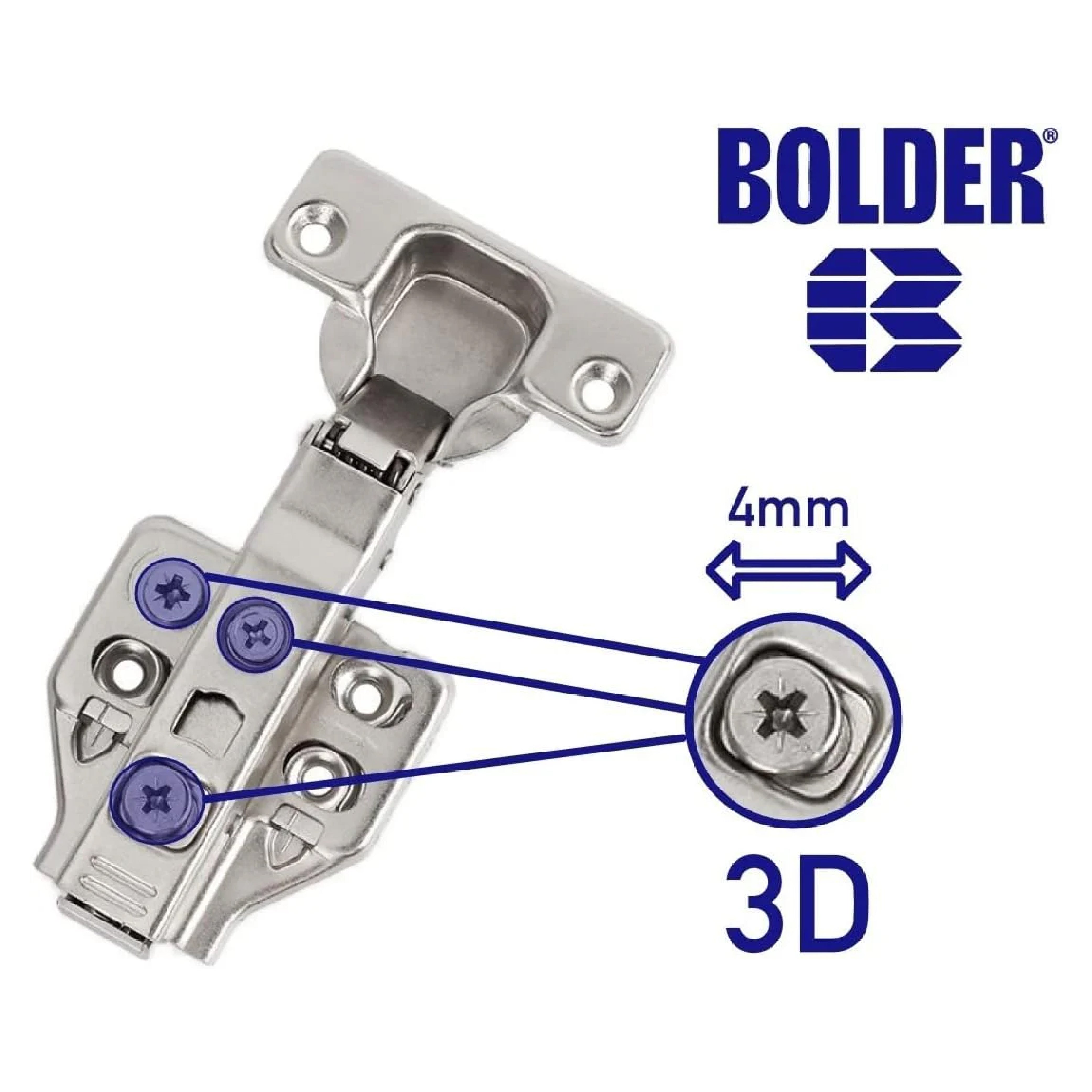 Bisagra Bidimensional Completa/Recta Ajuste 3D Cierre Suave