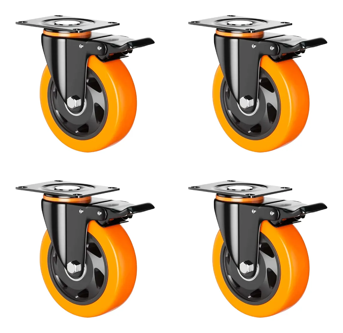 Rodaja Giratoria Rueda 150 mm Doble Balero Con Freno Tycon Naranja