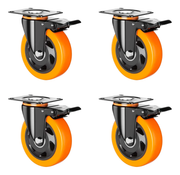 Rodaja Giratoria Rueda 150 mm Doble Balero Con Freno Tycon Naranja