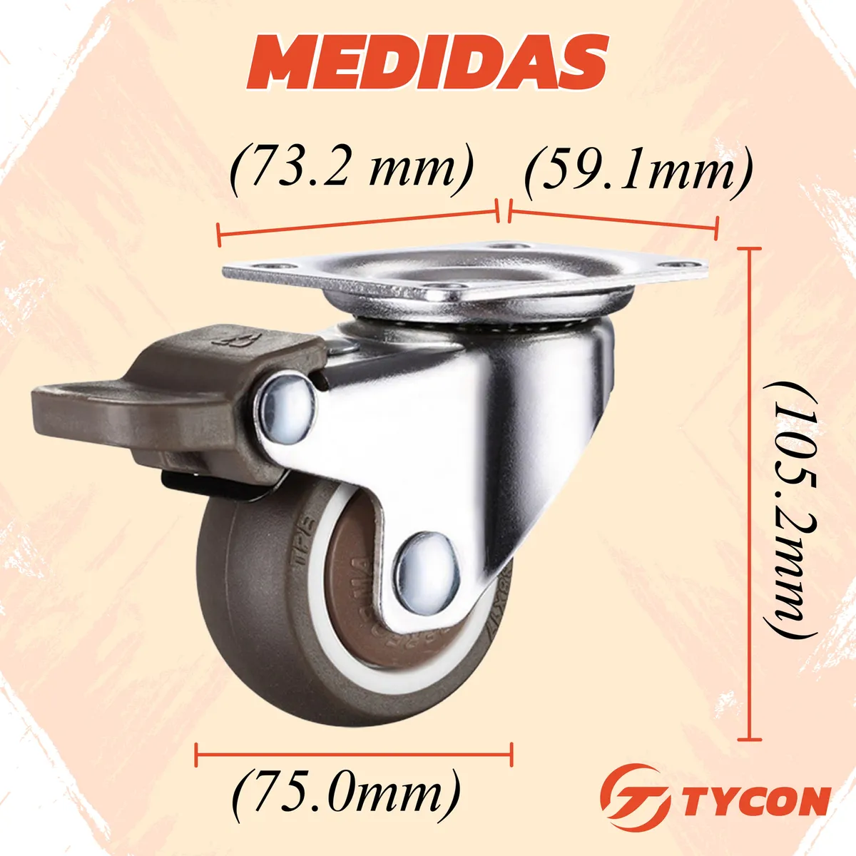 Rodaja Giratoria Café 75 mm Con Placa Y Freno