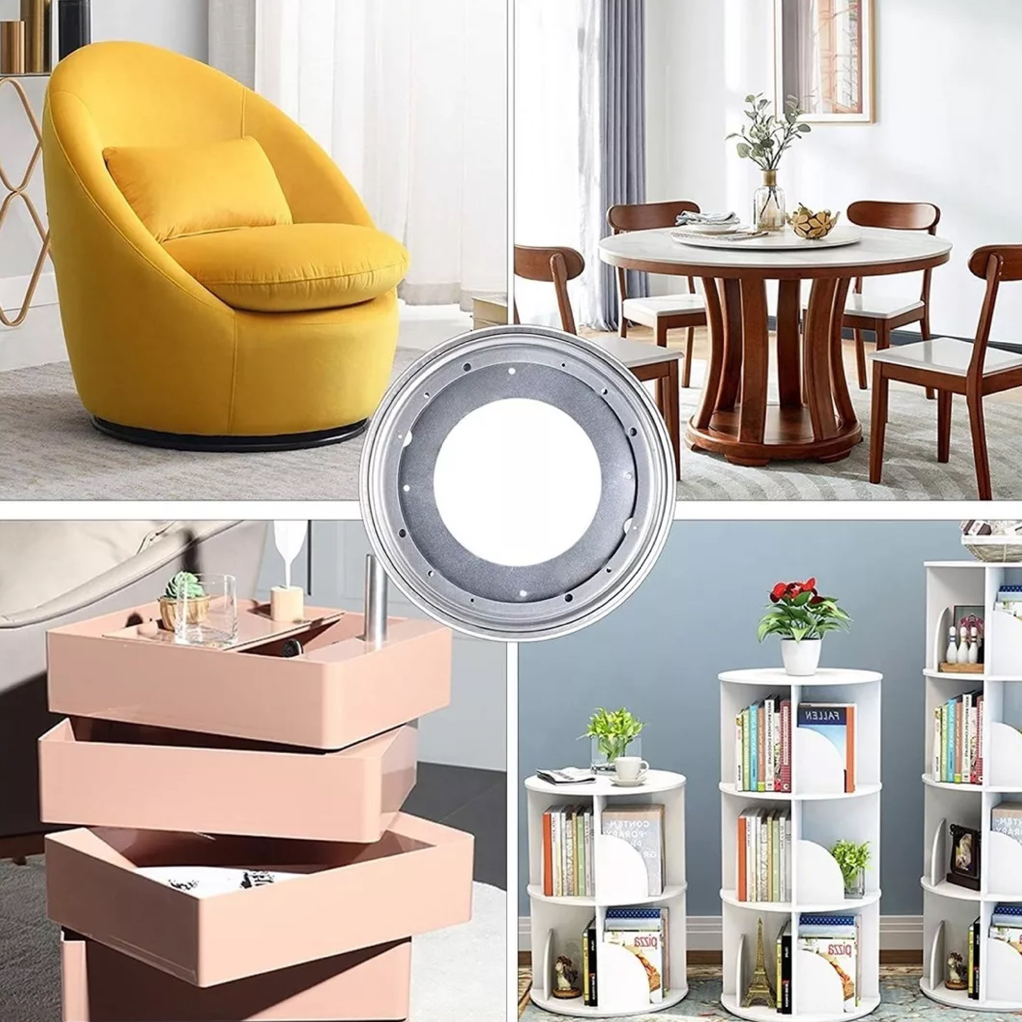 Placa Base Giratoria 12 Pulgadas Circular Metálica Con Balero Plano Bolder