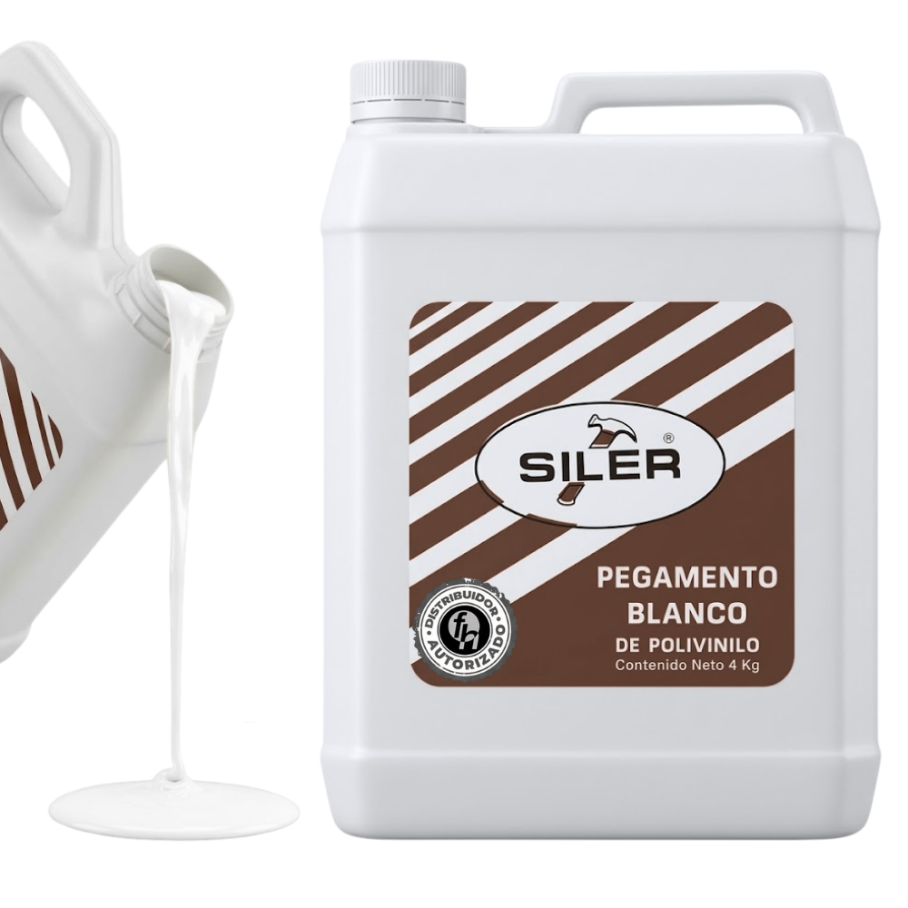 Pegamento Blanco Clásico Madera Siler "B4000" Etiqueta Café 4 kg