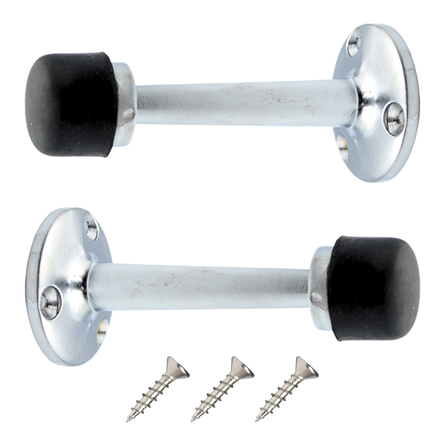 Tope Recto De Pared Cromo Mate Con Tornillos