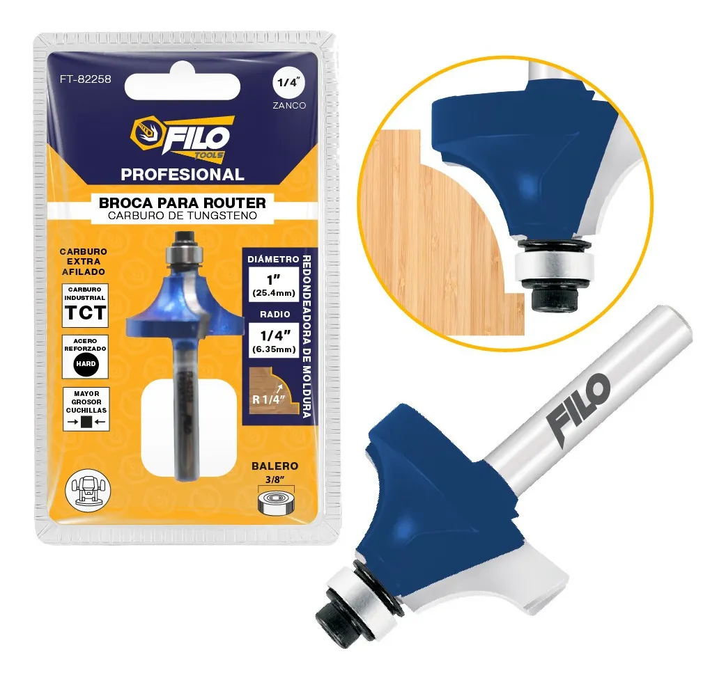 Broca Para Router 1'' Rebajadora de Madera con Moldura 1 Pieza