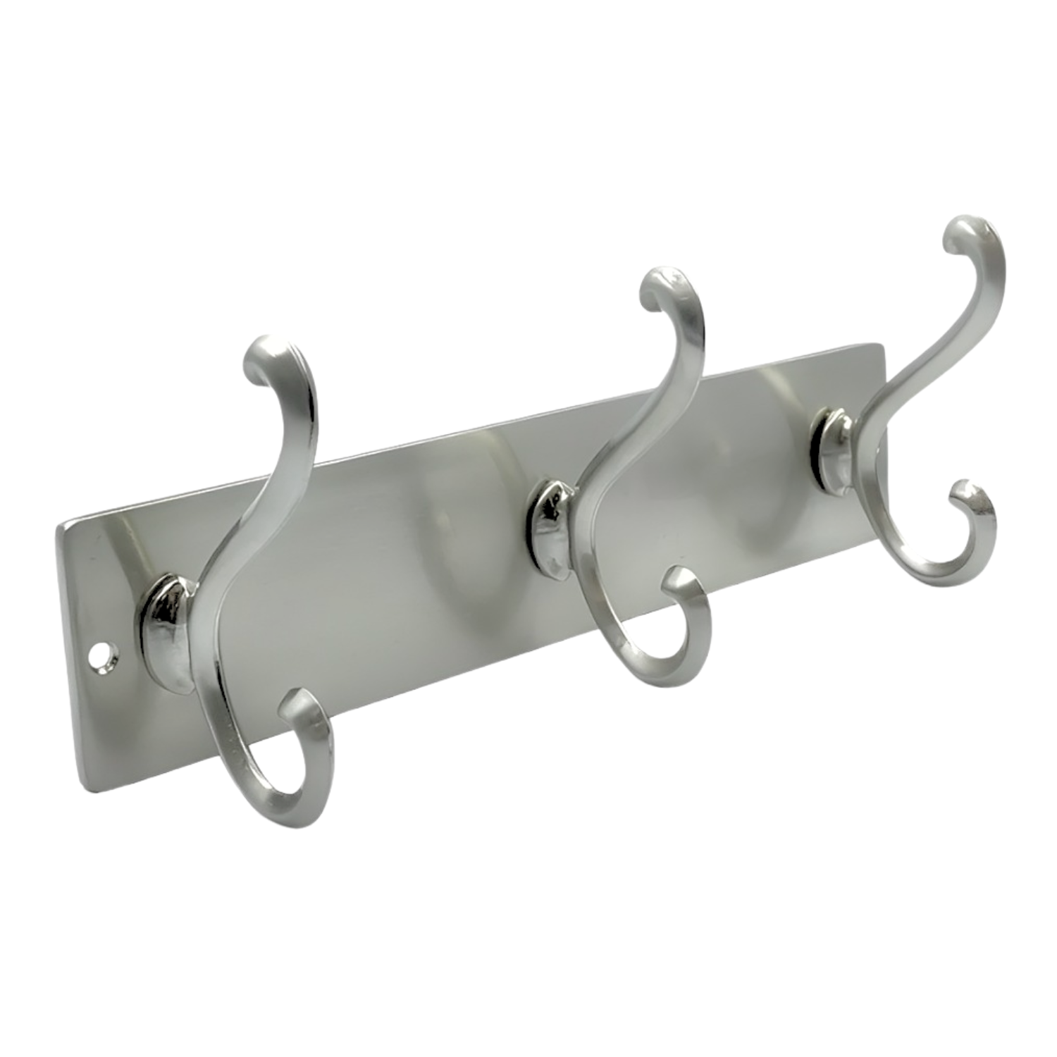 Perchero De Pared Con Placa y 6 Ganchos Zamak Níquel Satinado