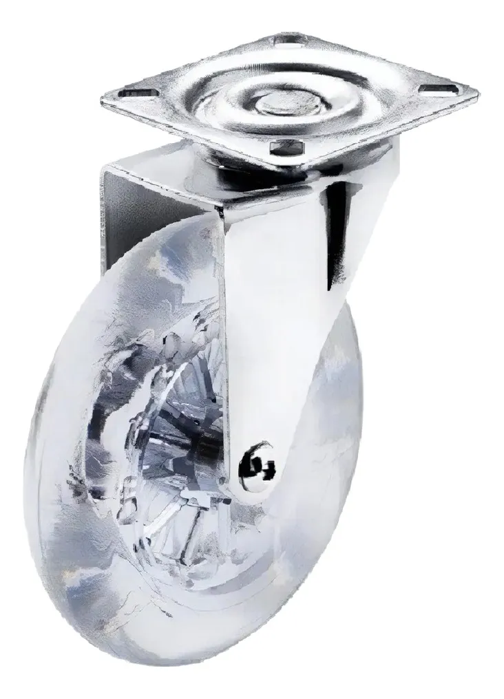 Rodaja Rueda Transparente 100 mm Con Placa Sin Freno 1 Pieza