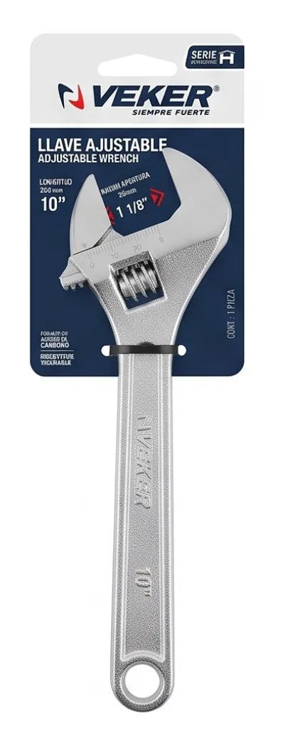 Llave Perico Ajustable 10 Pulgadas Pavonada Veker 12472