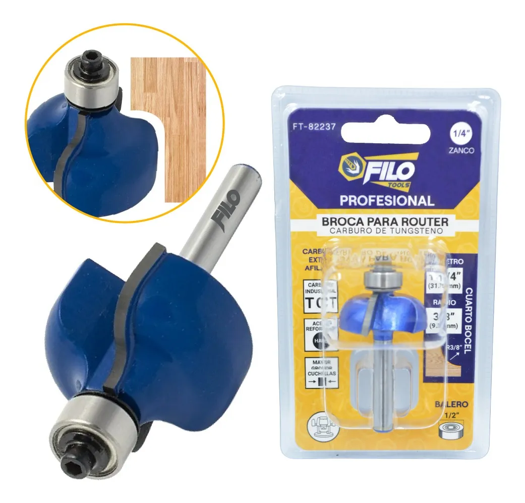 Broca Para Router 1 1/4'' Rebajadora de Madera Cuarto Bocel 1 Pieza
