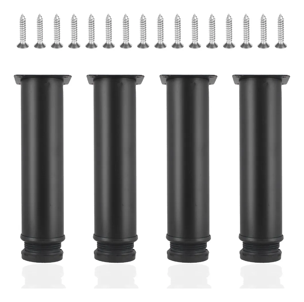 Patas Para Sofá Altura Ajustable 180-190 mm Con Tornillos 4 Piezas Negro Mate
