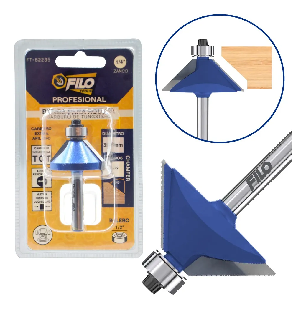 Broca Para Router Rebajadora de Madera Chamfer 45° 1 Pieza