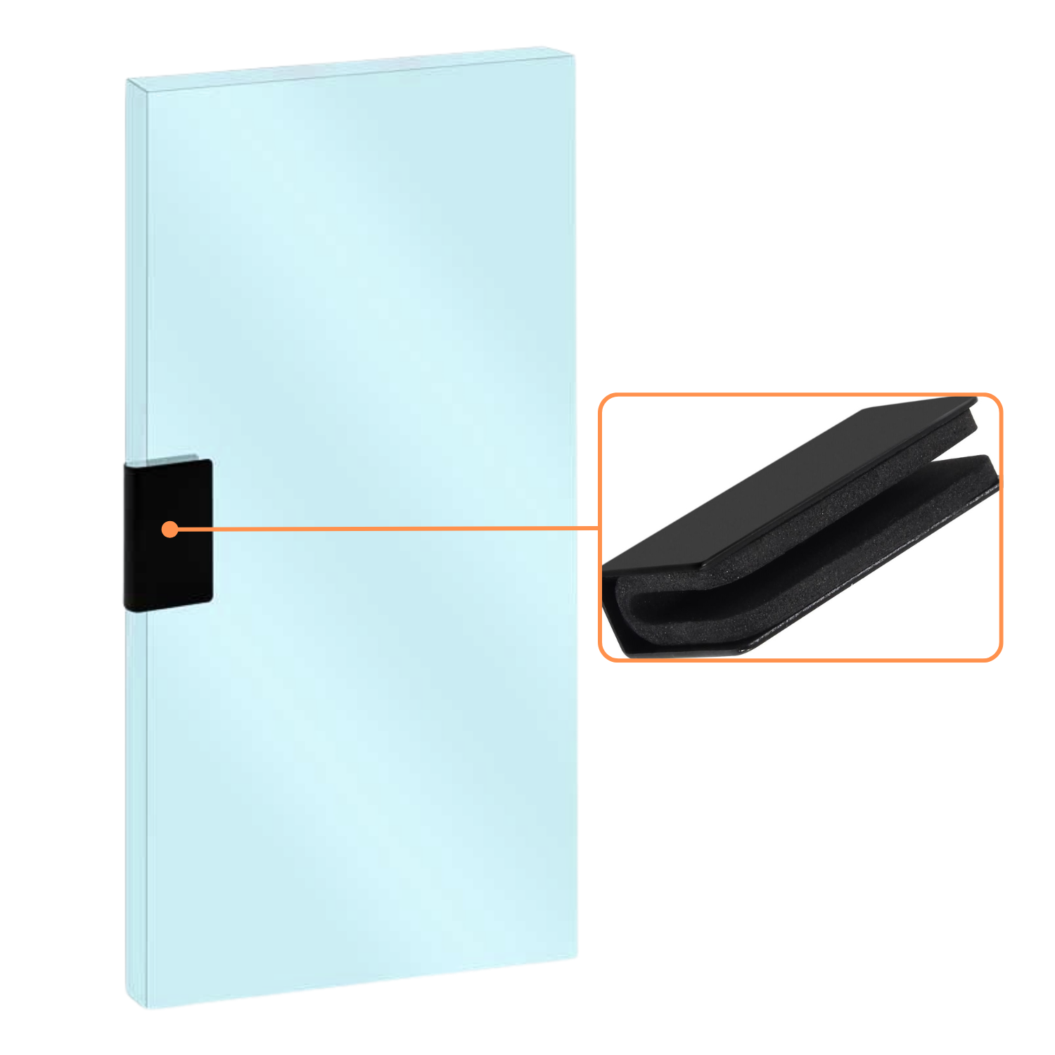 Jaladera Sencilla Negro Mate Rectangular Puerta Cristal