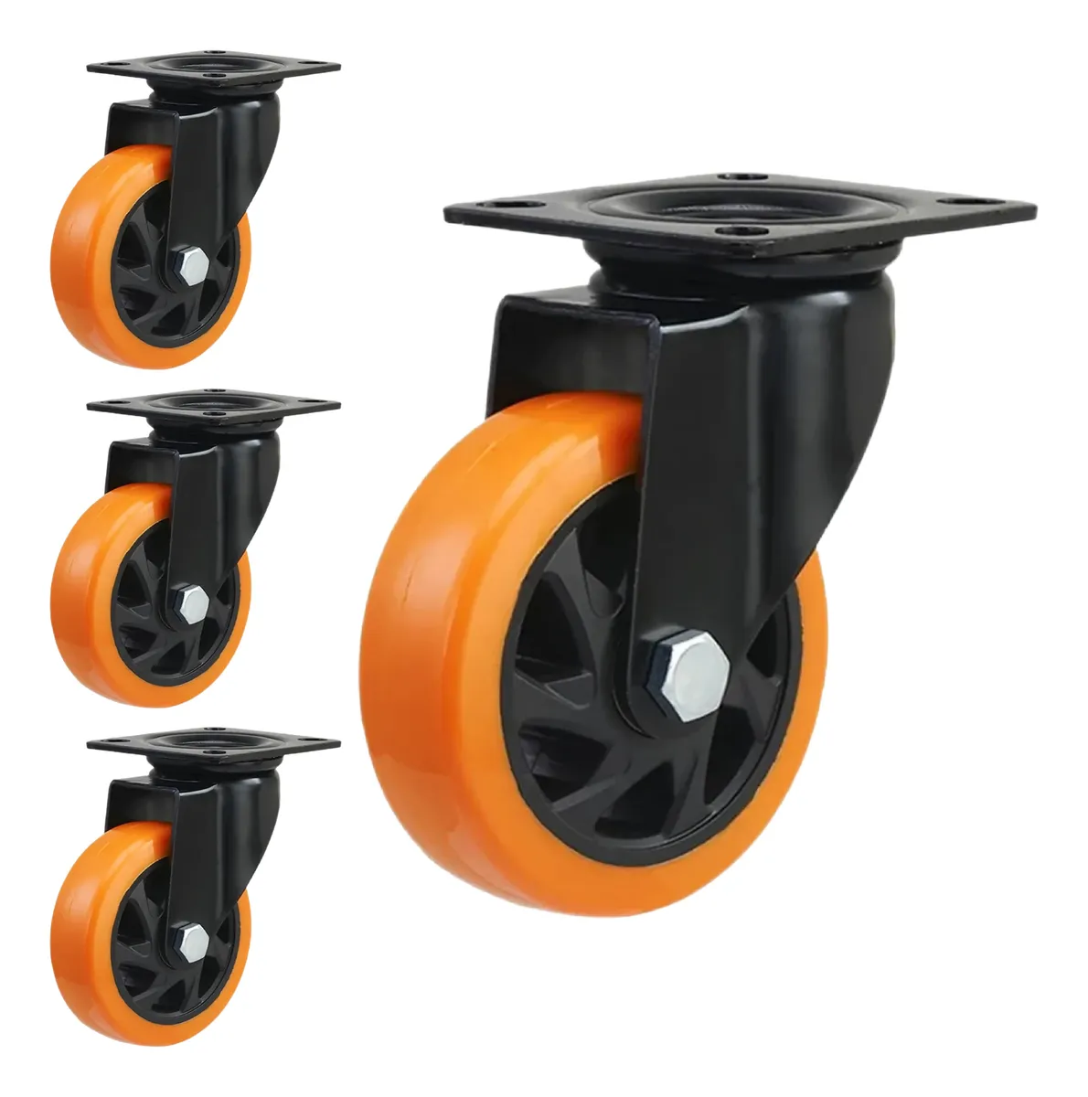 Rodaja Giratoria Rueda 150 mm Doble Balero Tycon Naranja