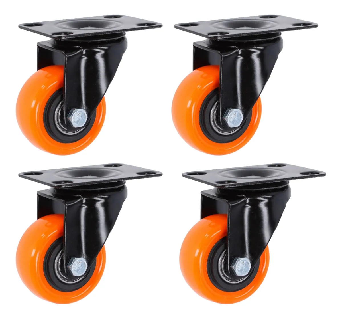 Rodaja Giratoria Rueda Naranja 50 mm Doble Balero