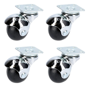 Rodaja Bola Giratoria 40 mm Con Placa 4 Piezas Hule Negro Mate