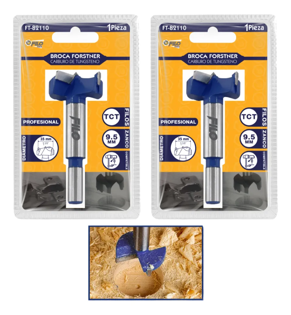 Set 2 Brocas Tipo Forstner Para Madera 35 mm Carburo De Tungsteno