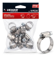 Abrazadera Reforzada 12584 Acero Inox 3/8 - 5/8 Veker 10pzs
