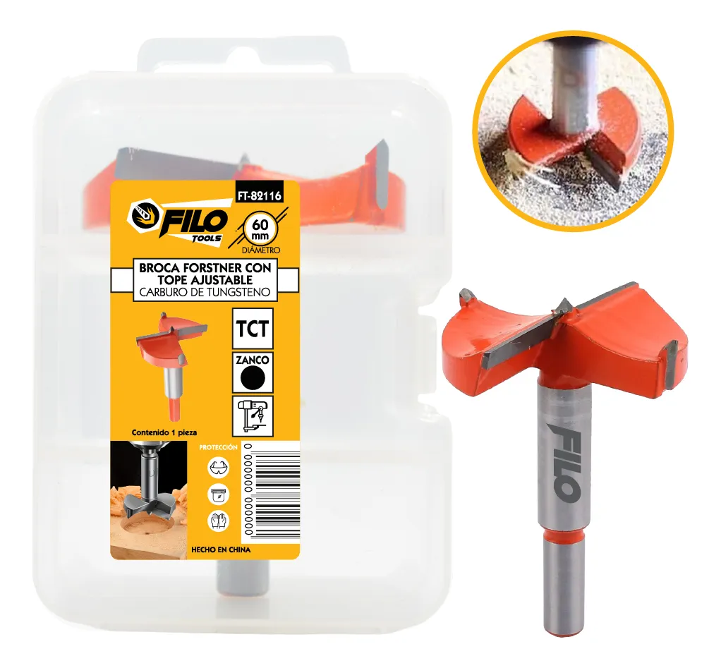 Broca Tipo Forstner Para Madera 60 mm Carburo De Tungsteno