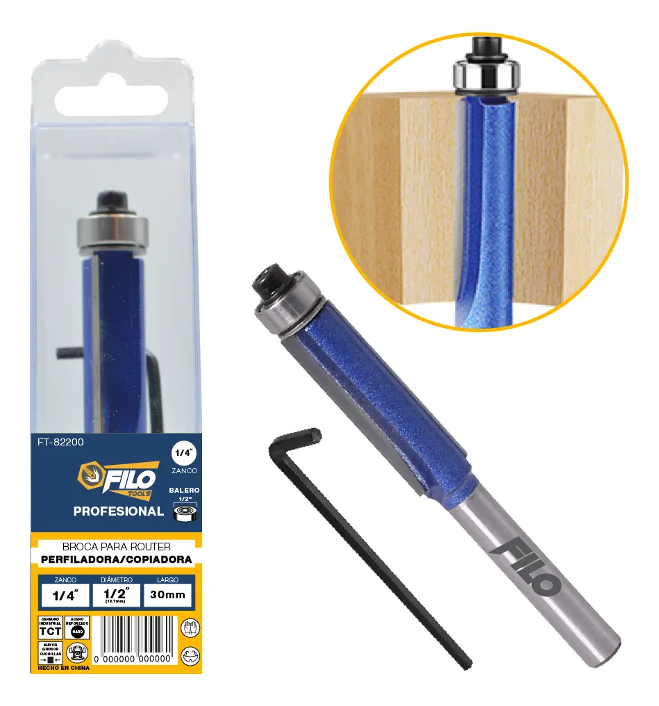 Broca Perfiladora Para Router Diámetro 1/2x1/4" Corte 30 mm
