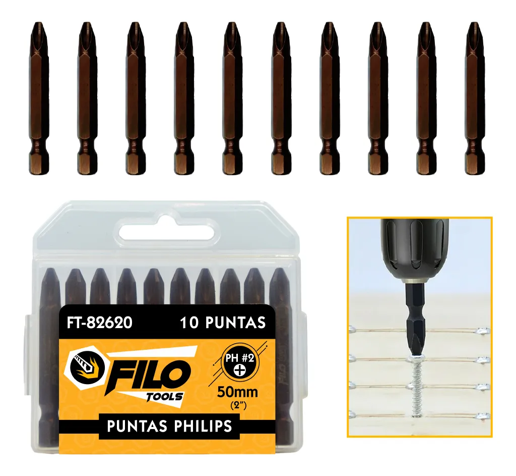 Puntas Tipo Phillips Cobre Ph2 Sencillas 2" 10 Piezas
