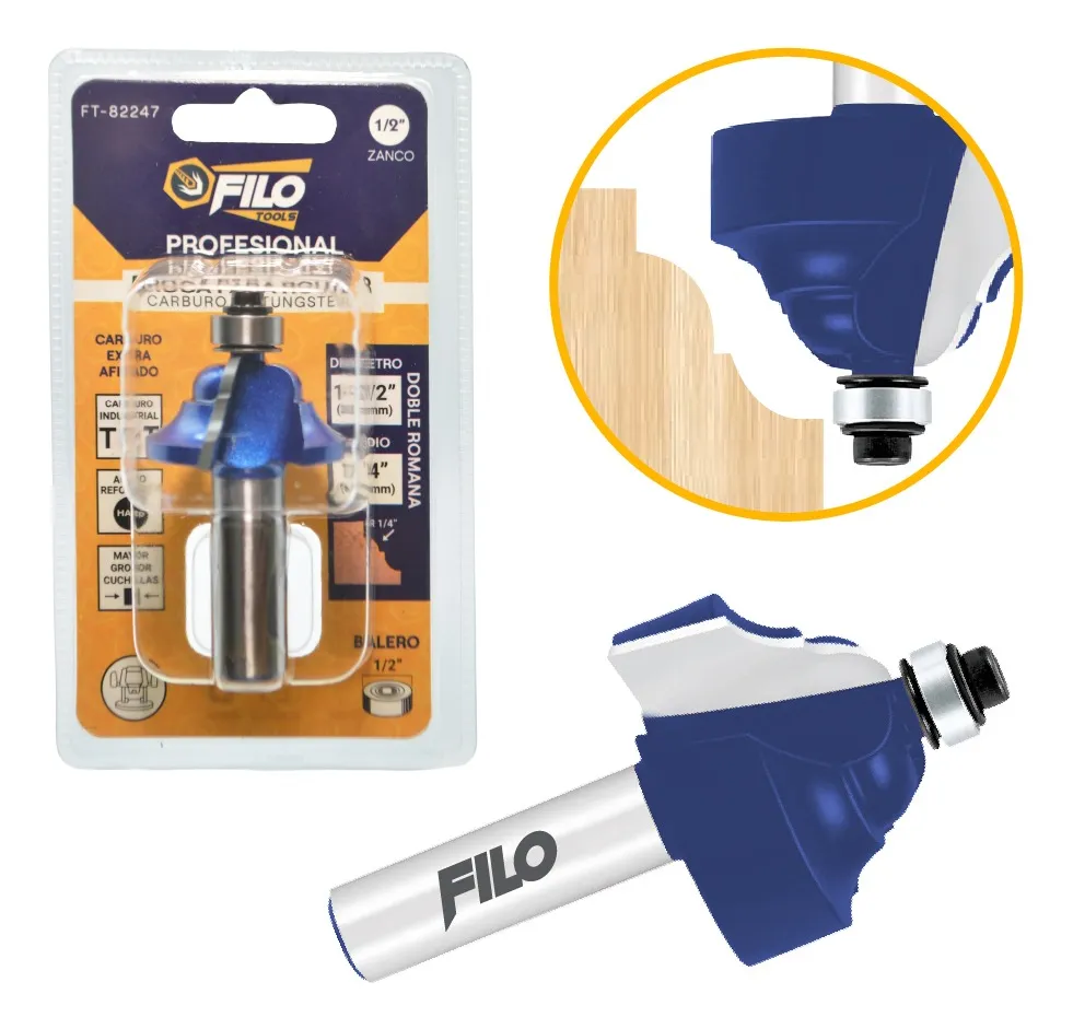 Broca Para Router 1 3/8" Rebajadora de Madera Romana Doble 1 Pieza