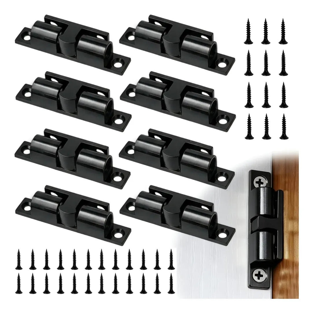 Resbalon Broche Doble Bala Puertas Chico 42 mm Negro 8 pzs Pestillo de Puerta de Gabinete Cierre de Doble Bola Rodillo de Tensión para Puertas de Gabinete, Armario y Muebles (Copia)