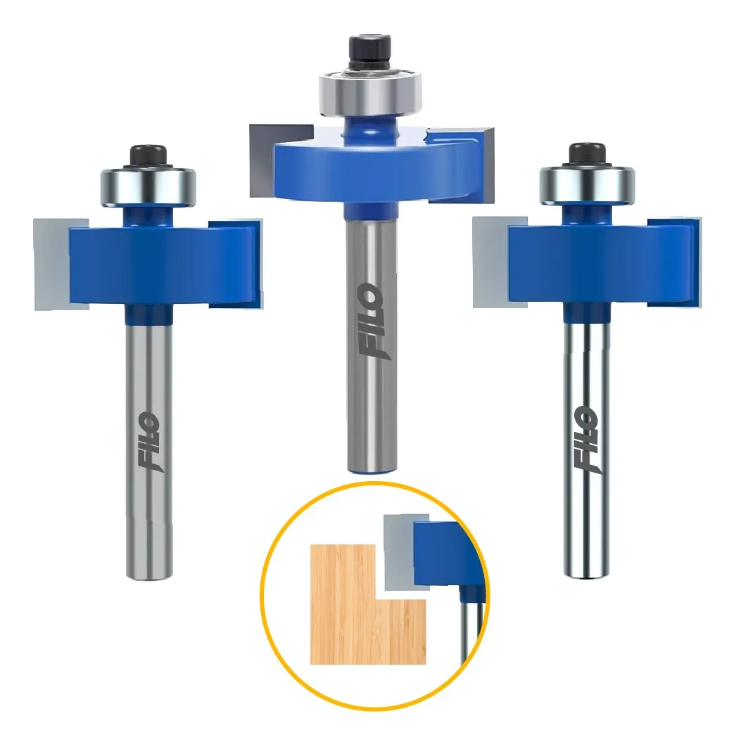 Set 3 Piezas Broca Para Router Rebajadora de Madera Corte T
