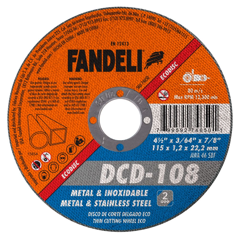 Disco De Corte Delgado ECO 4-1/2" DCD-108 Metal & Inox 74650