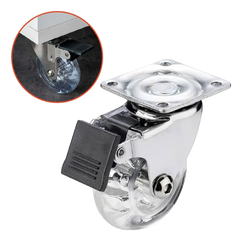 Rodaja Rueda Transparente 100 mm Con Placa Y Freno 1 Pieza